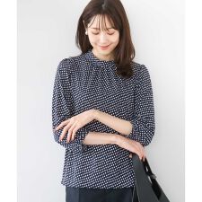 幾何柄ジャージーカットソー/洗える