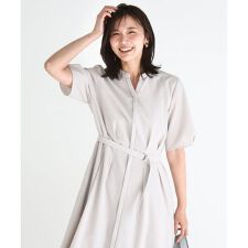 サッカーストライプ ウエストタックワンピース/洗える