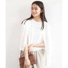 ドット釦ニットカーディガン/接触冷感/UVカット/洗える