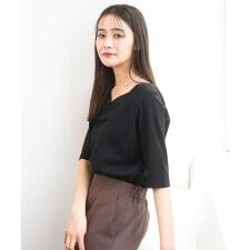 2wayネックデザインポンチカットソー/接触冷感/UVカット/洗える