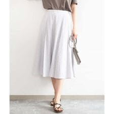 シアーチェック柄フレアスカート/洗える