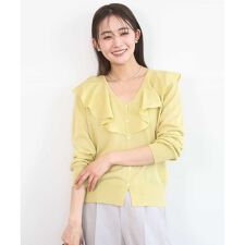 ラッフルフリルデザインカーディガン/接触冷感/UVカット/洗える