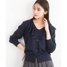 ラッフルフリルデザインカーディガン/接触冷感/UVカット/洗える