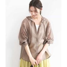 フーディーデザインシアーシャツブラウス/洗える