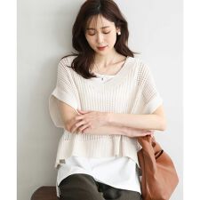 [洗える]メッシュ編みニットベスト×タンクトップ ツインセット