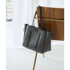 デニム調キャンバスデザイン 合皮トートバッグ 大サイズ