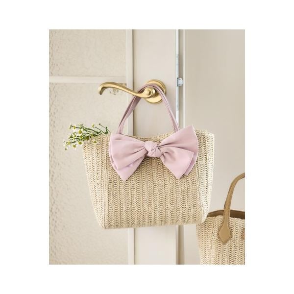 サマンサタバサ　ピンクベージュビッグリボンカゴバッグ　新品未使用　お買い上げ証付 ビッグリボンかごバッグ | サマンサタバサプチチョイス(Petit Choice