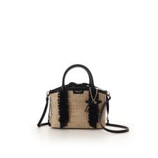 リボンチャーム付き フリルかごバッグ