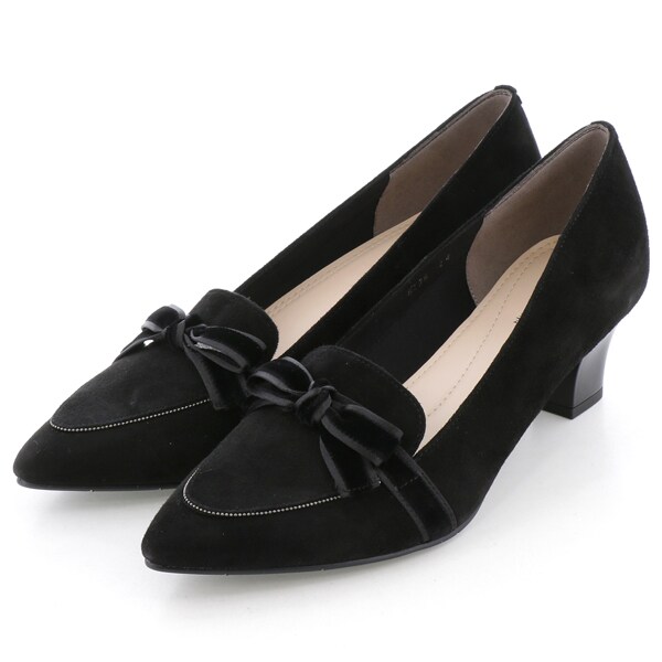 スエードパンプス 黒 unity ユニティ unity ポインテッドトゥ