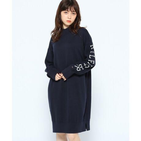 スリーブロゴモックネックニットワンピース | トミー ヒルフィガー 