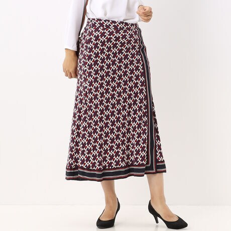 モノグラムプリントミディアムスリットスカート | トミー ヒルフィガー  