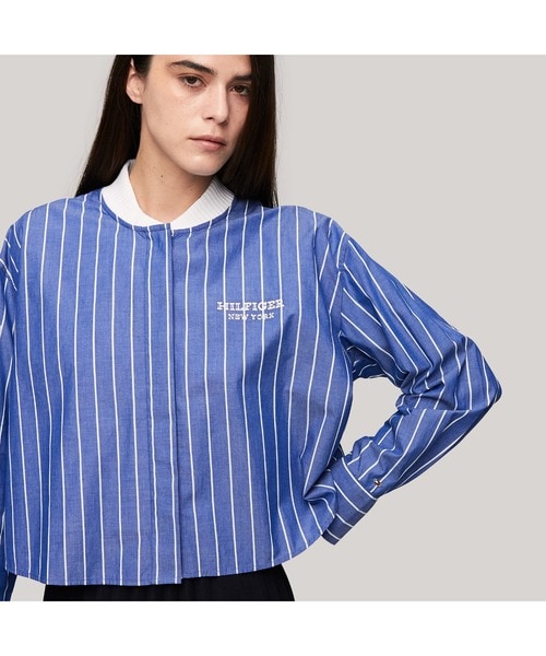 トミー ヒルフィガー   BASEBALL STRIPE RIB NECK SHIRT （ブルー） BASEBALL STRIPE RIB NECK SHIRT | トミー ヒルフィガー(Tommy