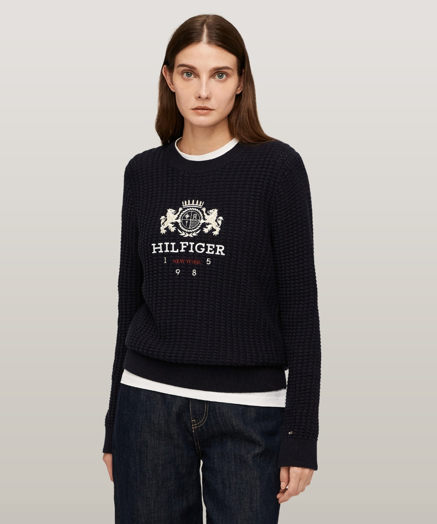 [�}���C]�o�[�V�e�B�N���X�g�N���[�l�b�N�Z�[�^�[/�g�~�[ �q���t�B�K�[�iTommy Hilfiger�j �l�C�r�[DW5
