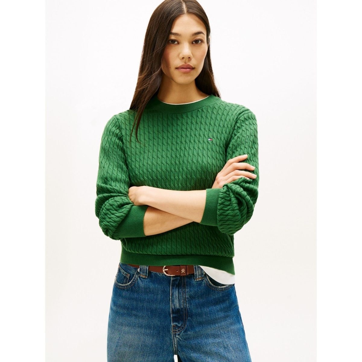 [�}���C]�R�b�g���P�[�u���t�@�C���Q�[�W�����O�X���[�u�Z�[�^�[/�g�~�[ �q���t�B�K�[�iTommy Hilfiger�j �O���[��LZP