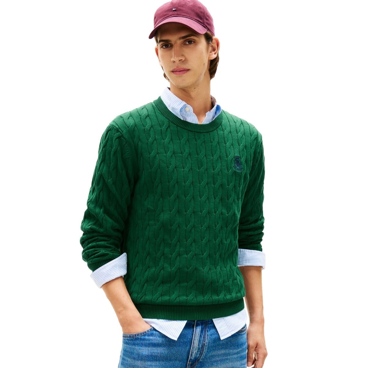 [�}���C]�N���V�b�N�R�b�g���P�[�u���N���X�g�N���[�l�b�N�Z�[�^�[/�g�~�[ �q���t�B�K�[�iTommy Hilfiger�j �O���[��L6K