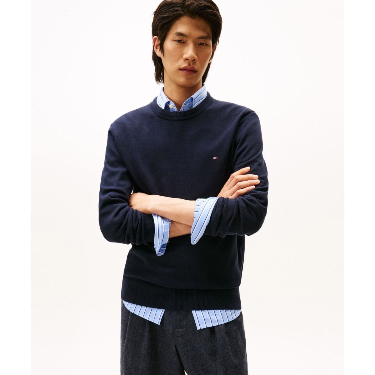 【新品】トミーヒルフィガーシルクコットンブレンドカーディガン紺L コットンシルクブレンドカーディガン | トミー ヒルフィガー | トミー