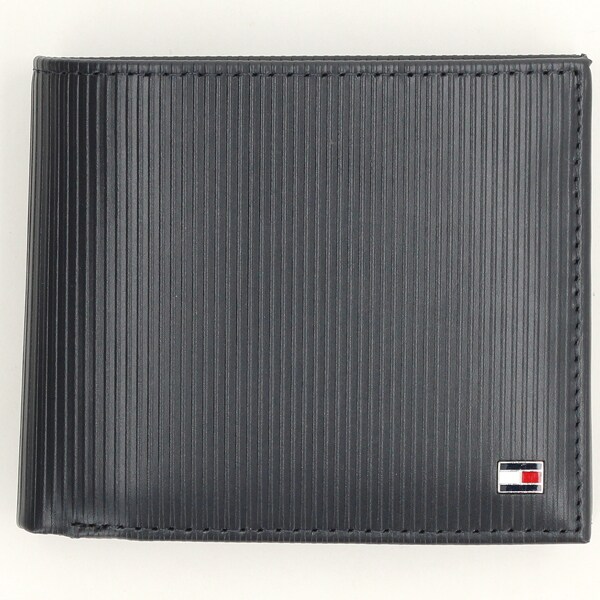 エンボスレザークレストブリッジチェック2つ折りウォレット | ブラック