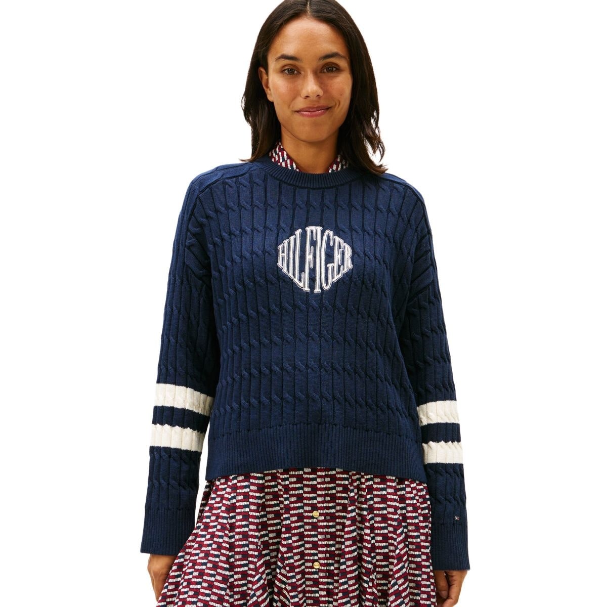 [�}���C]�e�N�X�`���[�h�O���t�B�b�N�N���[�l�b�N�Z�[�^�[/�g�~�[ �q���t�B�K�[�iTommy Hilfiger�j �l�C�r�[C1G