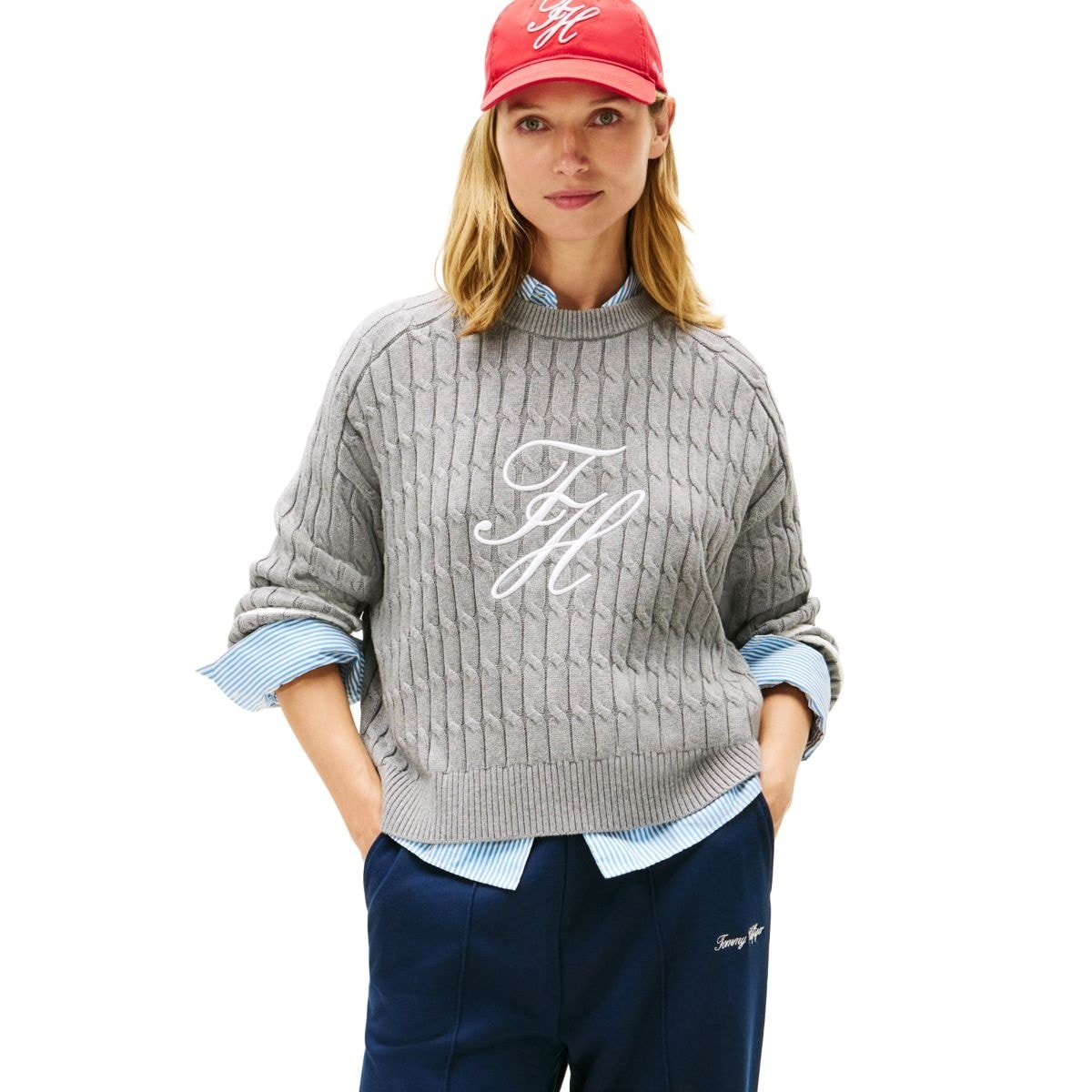 [�}���C]�e�N�X�`���[�h�O���t�B�b�N�N���[�l�b�N�Z�[�^�[/�g�~�[ �q���t�B�K�[�iTommy Hilfiger�j �O���[P61