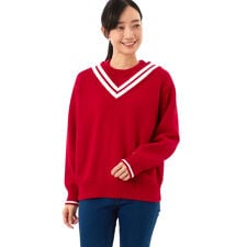 バーシティクリケットクルーネックロングスリーブセーター