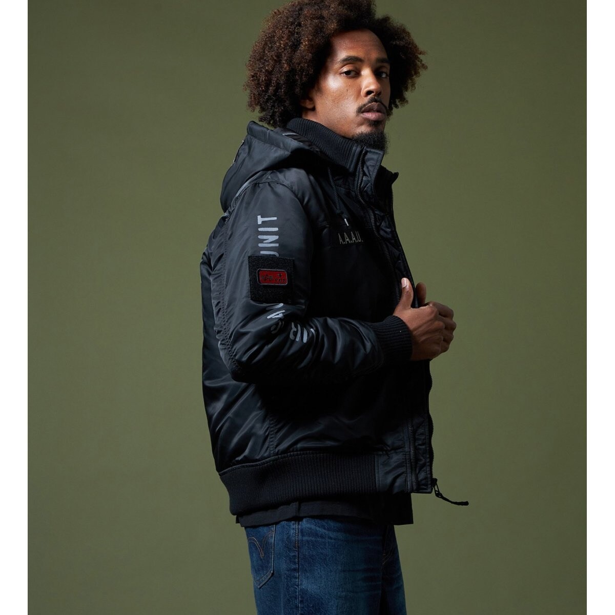 【 ALPHA INDUSTRIES 】フーデッドリブ カスタムAAAU XL Alpha Industries（アルファ・インダストリーズ） フーデッドリブ