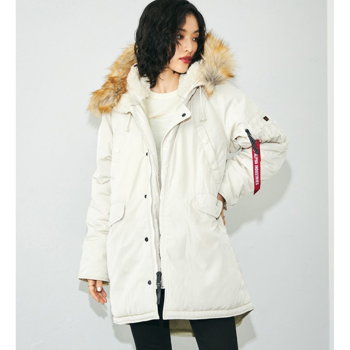 ALPHA INDUSTRIES レディース N-3Bジャケット ベージュ レディース Aライン N-3Bジャケット | アルファ