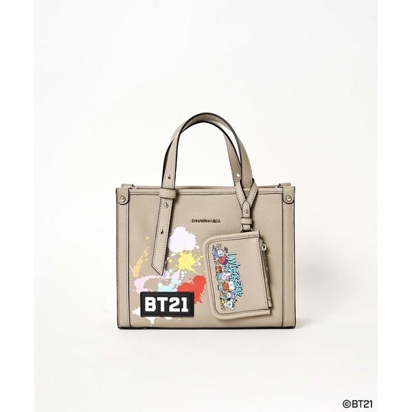 サマンサベガ × BT21 ポーチ付きスクエアバッグ  Greige Samantha Vega - サマンサベガ × BT21 ポーチ付きスクエアバッグ