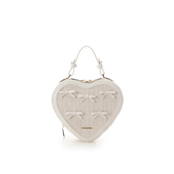 ツイードリボンハート型ショルダーバッグ