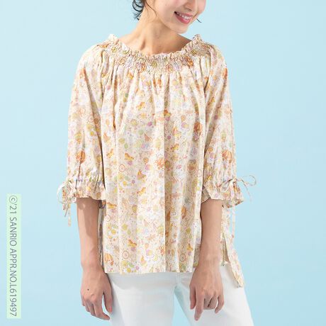 LIBERTY × リトルツインスターズ オフショルダー風ブラウス | ローズ 