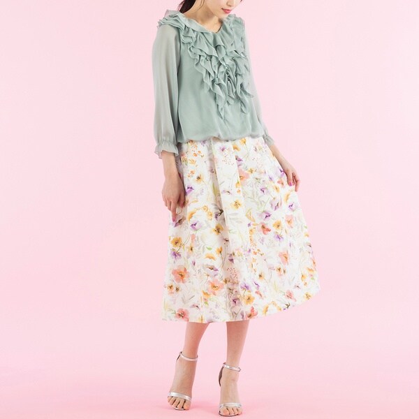 水彩風プリントフレアスカート | ローズティアラ(Rose Tiara) | マルイ