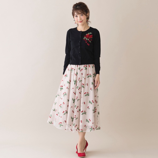 チェリー刺繍チュールフレアスカート | ローズティアラ(Rose Tiara 