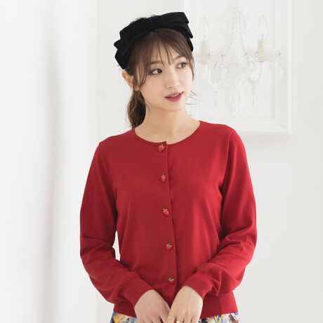 いちごボタンクルーネックカーディガン | ローズティアラ(Rose Tiara  