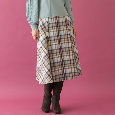 チェックフリンジフレアスカート | ローズティアラ(Rose Tiara  