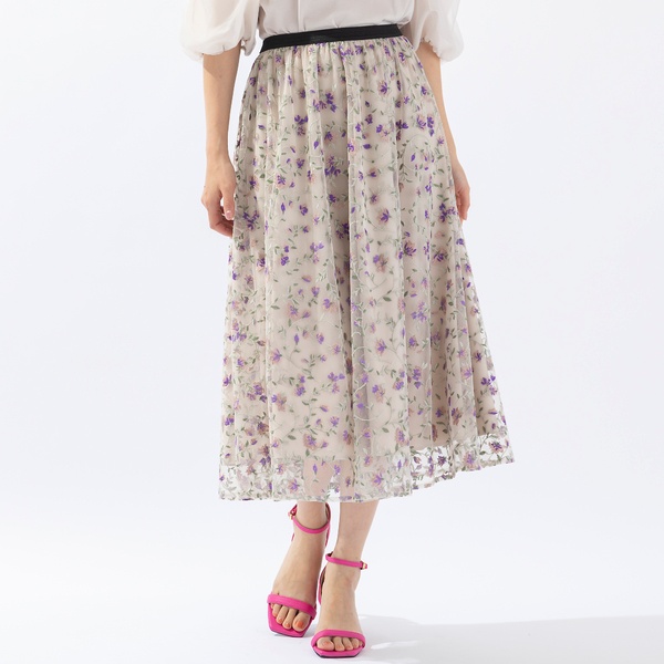 チュール刺繍フレアスカート | ローズティアラ(Rose Tiara) | 51042305