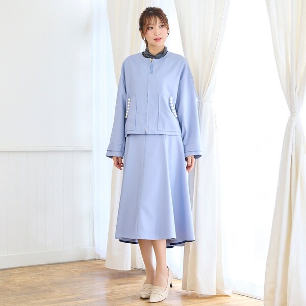 ローズティアラ ジャケット テーラードジャケット パール付きノーカラーブルゾン ローズティアラ ジャケット テーラードジャケット パール付きノー