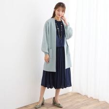 レース袖ニットロングカーディガン