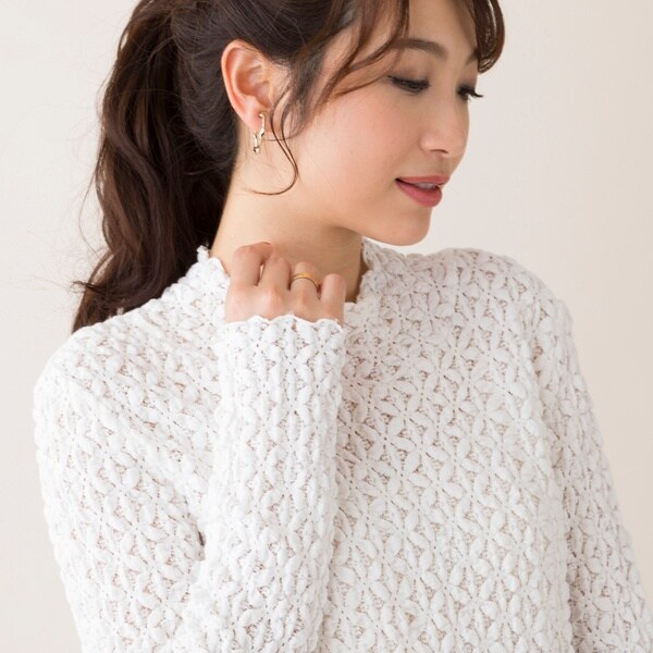 Rose Tiara レース袖カットソー ホワイト(46) ストレッチレースカットソー | ローズティアラ(Rose Tiara) | マルイ