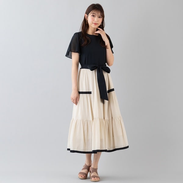 【Rose Tiara】フロッキープリント　フレアスカート　ブラック　サイズ46 ce016-98423-01b.jpg?basethum=225