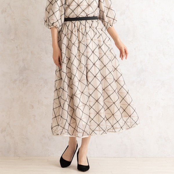 ローズティアラ（Rose Tiara）/チェック刺繍フレアスカート チェック刺繍フレアスカート | ローズティアラ(Rose Tiara) | マルイ