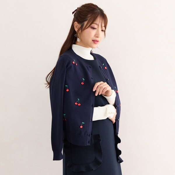 サクランボ刺繍ニットカーディガン | ローズティアラ(Rose Tiara