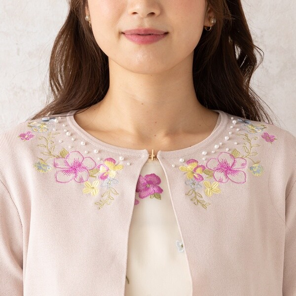 フラワー刺繍ニットカーディガン | ローズティアラ(Rose Tiara