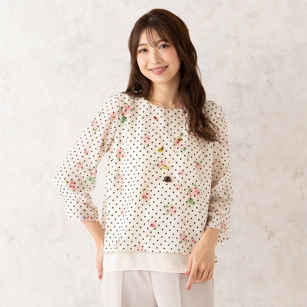 ローズティアラ（Rose Tiara）/オールドローズドットレイヤード風ブラウス オールドローズドットレイヤード風ブラウス | ローズティアラ(Rose