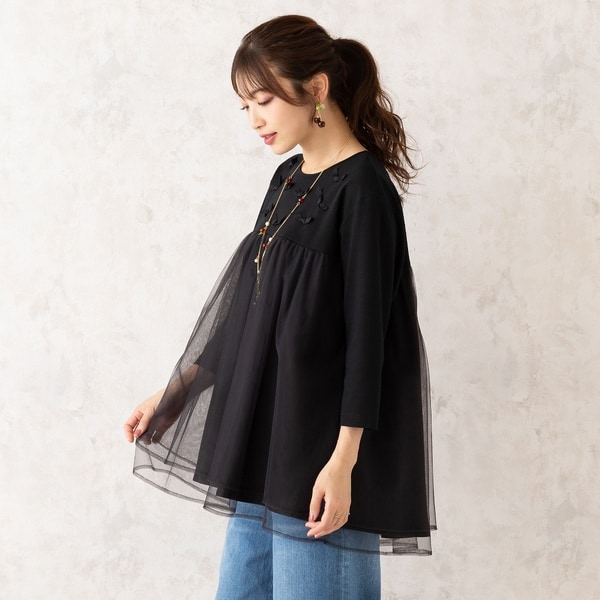 バックレース切替ボーダーカットソー | ローズティアラ(Rose