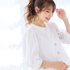 【大人気追加/接触冷感/UVカット/手洗いOK】異素材切替ペプラムブラウス