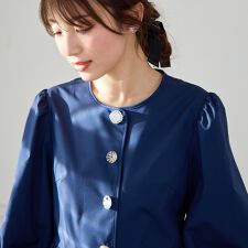 【大人気追加/接触冷感/UVカット/手洗いOK】ビジューボタンペプラムブラウス