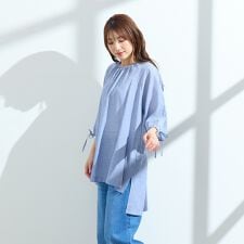 【接触冷感/手洗い可】バックロングブラウス