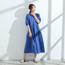 【接触冷感/コットン100/イージケア】ミラクルウェーブワンピース