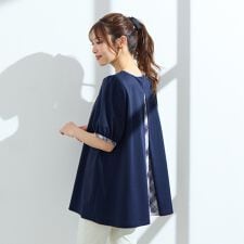 【手洗い可】チェック切替カットソー