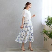 【セットアップ対応】フラワープリントフレアスカート