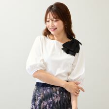 【接触冷感/綿100/手洗いOK】ビッグリボンカットソー